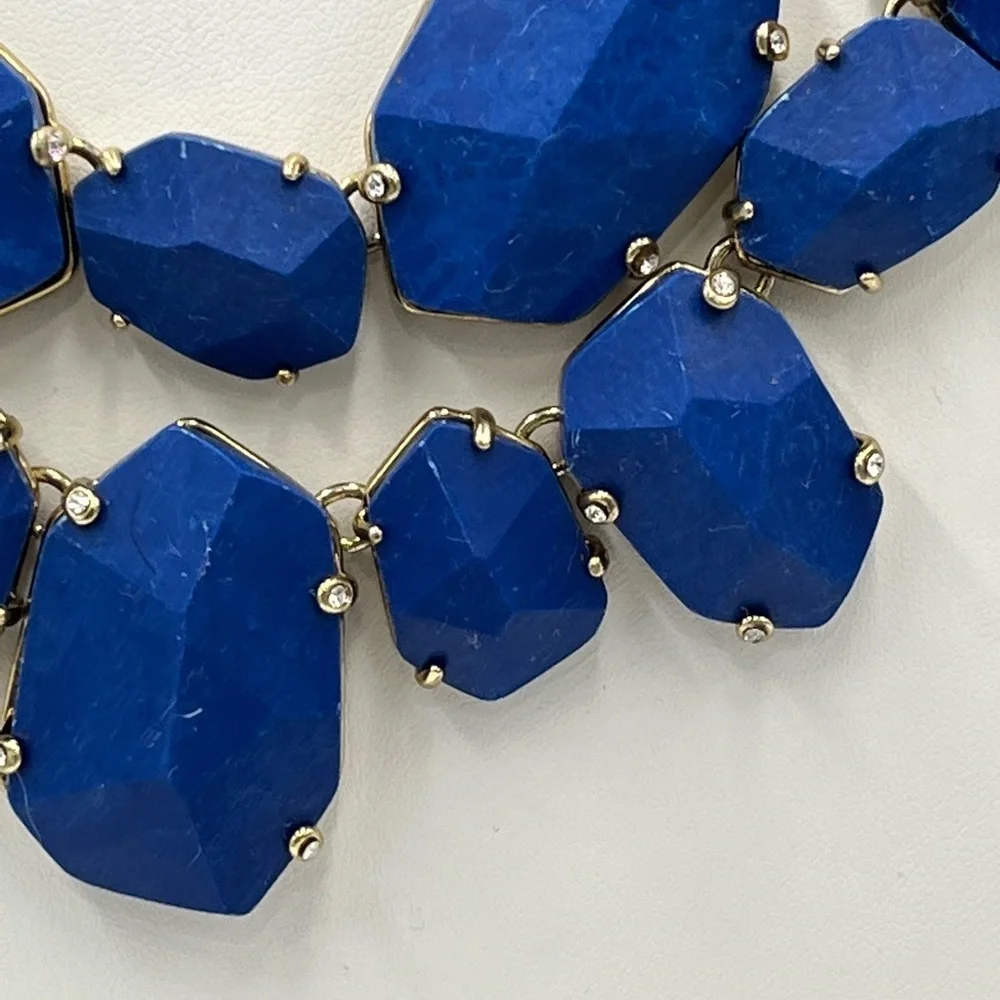 Kate Spade Blue Lapis Lazuli‎ Quarry Gems Double Statement Gold Plated Necklace